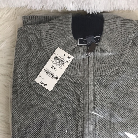 CLUB ROOM Grey Textured Quarter Zip Pullover Sweat - Picture 8 of 11